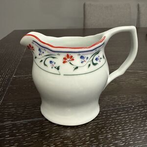 Gibson Grace White with Red, Green & Blue Floral Design Ceramic Pitcher Creamer